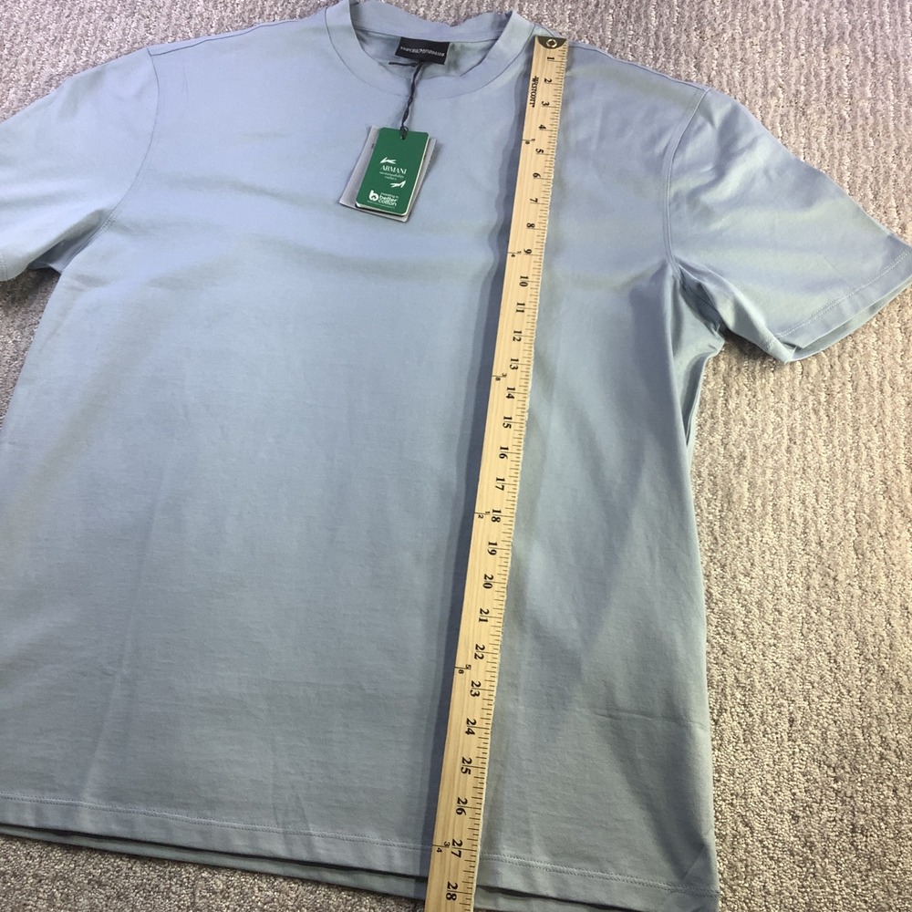 Emporio Armani Mens Pearl Blue Crew Neck T Shirt Travel Essential Easy XL NWT - Picture 9 of 12